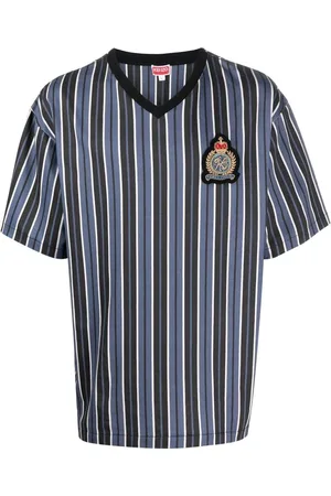 Kenzo Logo-patch striped T-shirt