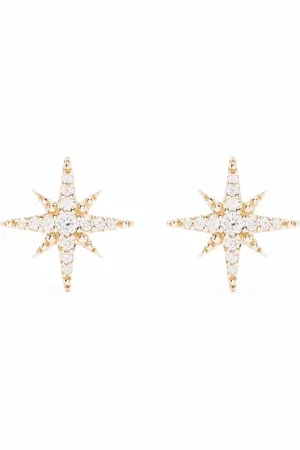 Mizuki 14kt yellow medium diamond star stud earrings