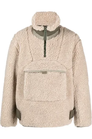 SACAI Faux-shearling zip-pocket sweatshirt