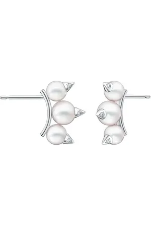 Tasaki 18kt white gold Collection Line Danger neo diamond pavé earrings