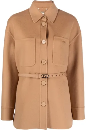 Fendi Logo-buckle single-breasted coat