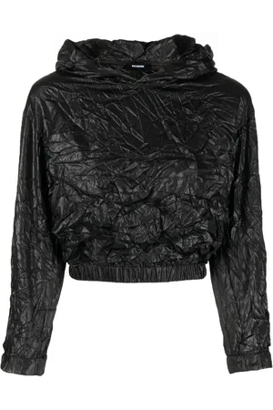 We11 Done Crinkle-effect cropped hoodie