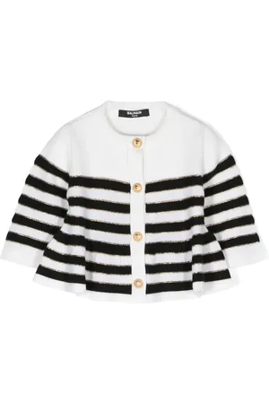 Balmain Striped peplum cardigan