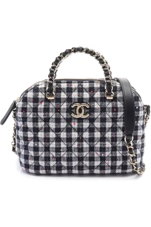CHANEL 2021 small checked tweed tote bag