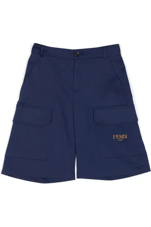Fendi Logo-embroidered gabardine shorts