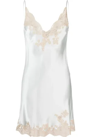 CARINE GILSON Calais-Caudry lace-trim silk slip dress
