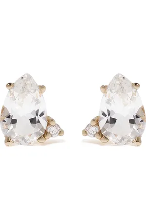 Mizuki 14kt yellow Sea of Beauty white topaz and diamond stud earrings