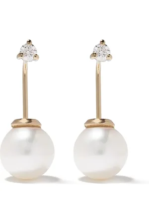 Mizuki 14kt diamond pearl earrings