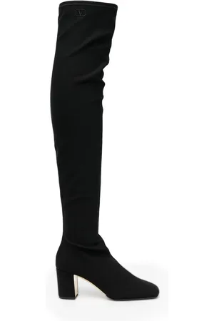 VALENTINO GARAVANI Logo-embroidered over-the-knee boots