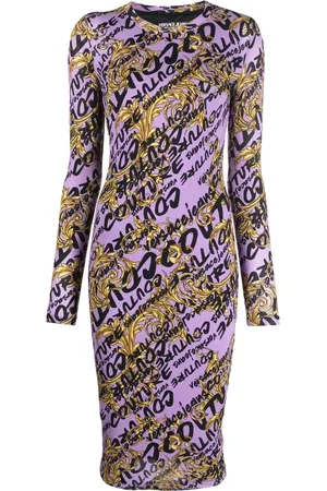 VERSACE Barocco logo-print midi dress