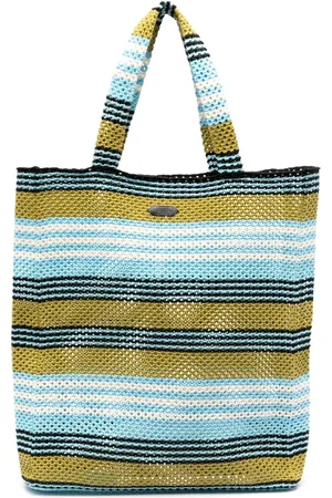Lanvin Striped crochet cotton tote bag