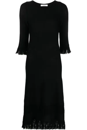 CHARLOTT Fringed-edge knitted wool dress