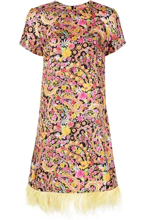 La DoubleJ Swing feather-trim mini dress