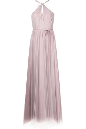 Marchesa Notte Gathered-tulle halter-neck gown