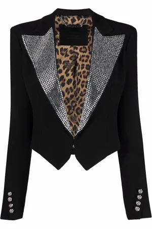 Philipp Plein Crystal-embellished cropped blazer