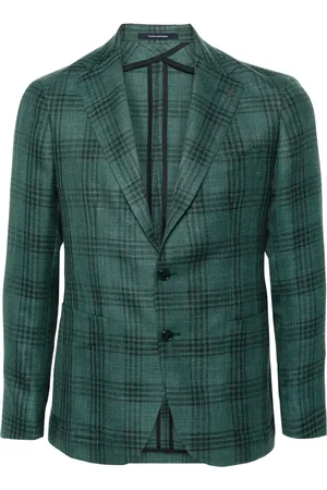 TAGLIATORE Tartan-check single-breasted blazer