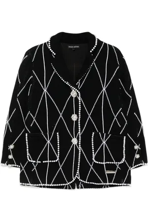 Izaak Azanei Faux-pearl embellished single-breasted blazer