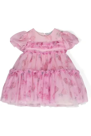 MONNALISA Printed mesh ruffled dress