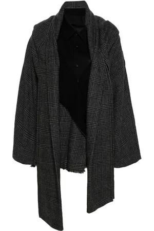 YOHJI YAMAMOTO Combination plaid check-pattern coat