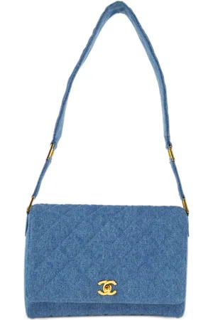 CHANEL 1990 diamond-quilted denim shoulder bag