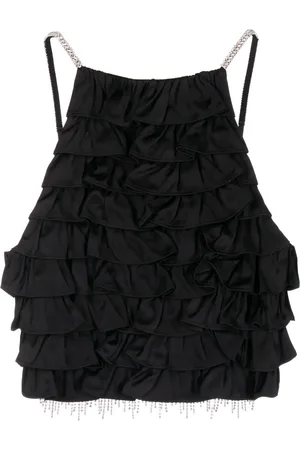Shushu/Tong Crystal-embellished tiered cropped top