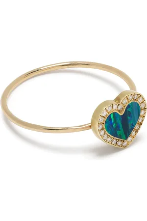 Jennifer Meyer 18kt yellow diamond and opal heart ring