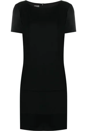 CHANEL 1998 silk-trim short-sleeved dress
