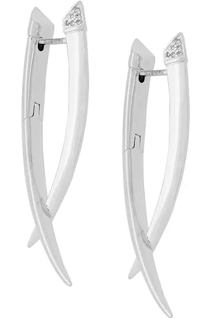 SHAUN LEANE Sabre diamond crossover earrings
