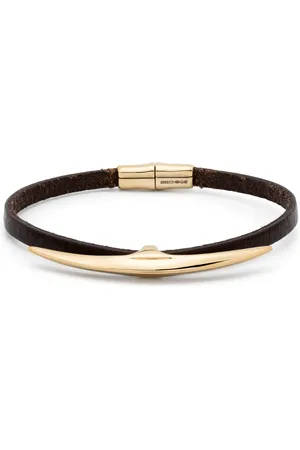 SHAUN LEANE Vermeil and leather Arc bracelet