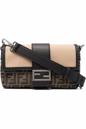 Fendi Leather-jacquard baguette