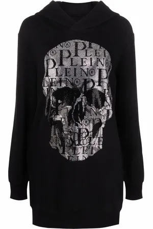 Philipp Plein Rhinestone skull hooded dress