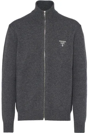 Prada Logo-embroidered zip-up sweatshirt