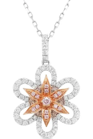 HYT Jewelry Gold and platinum floral diamond pendant necklace
