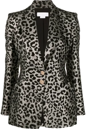 GENNY Leopard-jacquard single-breasted blazer
