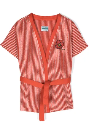 Kenzo Logo-embroidered striped robe