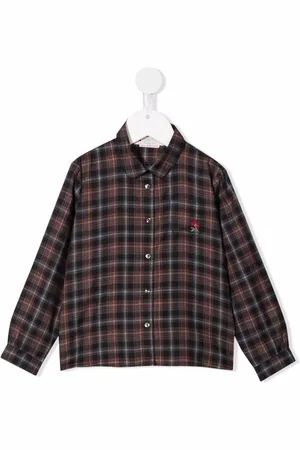 BONPOINT Embroidered-logo check-print shirt