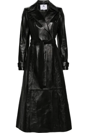 Marine Serre Moonogram-embossed leather trench coat