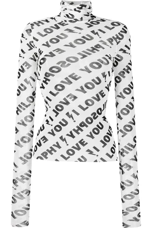 Serafini I Love You-print tulle top