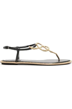 RENE CAOVILLA Snake crystal embellished flat sandals