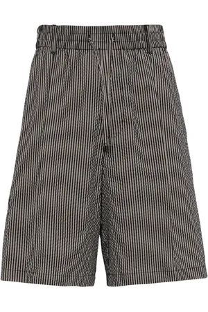 Emporio Armani Vertical-print cotton-blend shorts