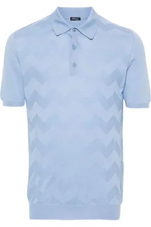 Kiton Chevron-detail fine ribbed polo shirt