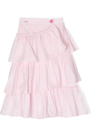 MONNALISA Tiered cotton midi-skirt