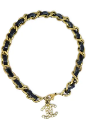 CHANEL 1995 CC charm leather-and-chain ankle bracelet