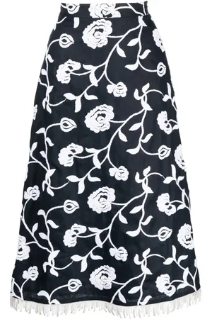 Silvia Tcherassi Floral-embroidered A-line midi skirt