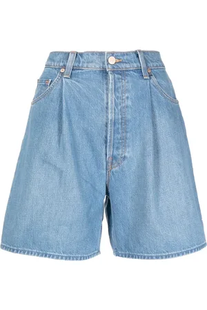Mother The Fun Dip pleated denim shorts