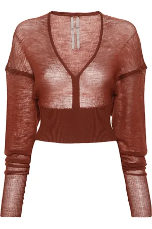 Rick Owens LS V fine-knit cropped jumper