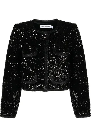 Self-Portrait Sequined cropped jacket
