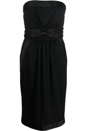 CHANEL 1990s bow-detail strapless midi dress