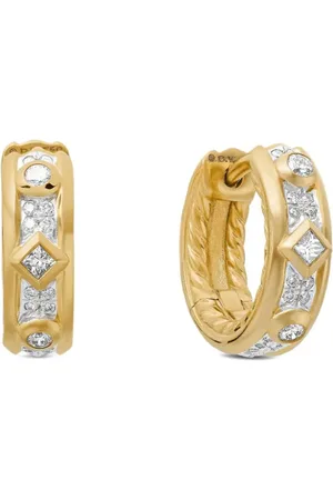 David Yurman 18kt yellow Modern Renaissance diamond huggie hoop earrings (12.3mm)
