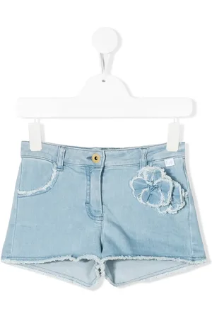 Il gufo Floral appliqu?? denim shorts